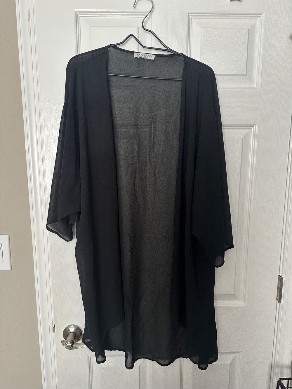 Kate Kasin Black Sheer Swim Coverup Kimono